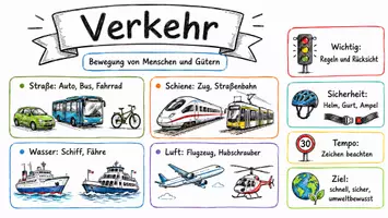 Vorschau - Arbeitsblätter - AB mit Fragen zum Thema "Verkehr" + Lösungsblatt + Infografik - Seite 1