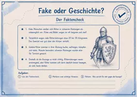 Vorschau - Arbeitsblätter - Fake oder Geschichte? – Konnten Ritter in Rüstung kaum laufen? - 5-seitiges Faktencheck-Material mit Vermutungsphase, historischem Faktencheck, Mediencheck und begründetem Urteil - Seite 3