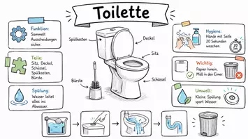 Vorschau - Arbeitsblätter - AB mit Fragen zum Thema "Toilette" + Lösungsblatt + Infografik - Seite 1