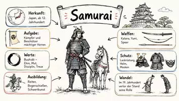Vorschau - Arbeitsblätter - Arbeitsblätter "Samurai" + Lösung & MP3 + Mindmap + Infografik - Seite 1