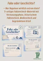 Vorschau - Arbeitsblätter - Fake oder Geschichte? – War Napoleon wirklich extrem klein? - 5-seitiges Faktencheck-Material mit Vermutungsphase, historischem Faktencheck, Mediencheck und begründetem Urteil - Deckblatt