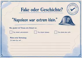 Vorschau - Arbeitsblätter - Fake oder Geschichte? – War Napoleon wirklich extrem klein? - 5-seitiges Faktencheck-Material mit Vermutungsphase, historischem Faktencheck, Mediencheck und begründetem Urteil - Seite 2