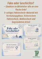 Vorschau - Arbeitsblätter - Fake oder Geschichte? – Glaubten im Mittelalter alle an eine flache Erde? - 5-seitiges Faktencheck-Material mit Vermutungsphase, historischem Faktencheck, Mediencheck und begründetem Urteil - Deckblatt
