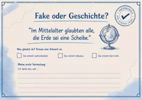 Vorschau - Arbeitsblätter - Fake oder Geschichte? – Glaubten im Mittelalter alle an eine flache Erde? - 5-seitiges Faktencheck-Material mit Vermutungsphase, historischem Faktencheck, Mediencheck und begründetem Urteil - Seite 2