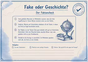 Vorschau - Arbeitsblätter - Fake oder Geschichte? – Glaubten im Mittelalter alle an eine flache Erde? - 5-seitiges Faktencheck-Material mit Vermutungsphase, historischem Faktencheck, Mediencheck und begründetem Urteil - Seite 3
