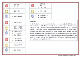 Vorschau - Arbeitsblätter - Lernspiel Ganze Zahlen: 1,2 oder 3 Addition und Subtraktion - Seite 2