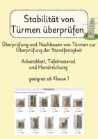 Vorschau - Arbeitsblätter - Stabilität von Türmen überprüfen - mit Handlungsorientierung - Deckblatt