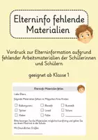 Vorschau - Anderer Materialtyp - Elterinformation zu fehlenden Materialien - Deckblatt