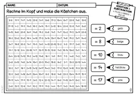 Vorschau - Arbeitsblätter - Rechenmalblätter Sommer 6 ABs Kopfrechnen ZR 20/100/1000 Pixelbilder Rechnen und Malen - Seite 3