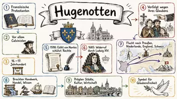 Vorschau - Arbeitsblätter - Lernplakat + AB mit Fragen zum Thema "Hugenotten" + Lösungsblatt + Infografik - Seite 2