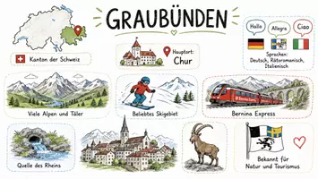 Vorschau - Arbeitsblätter - Arbeitsblätter zum Thema "Graubünden" + Lösung & MP3 + Mindmap + Infografik - Seite 1