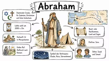 Vorschau - Arbeitsblätter - AB mit Fragen zum Thema "Abraham" + Lösungsblatt + Mindmap + Infografiken - Seite 1