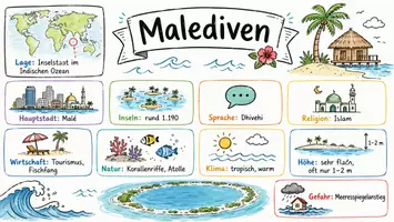 Vorschau - Arbeitsblätter - AB mit Fragen zum Thema "Malediven" + Lösungsblatt + Infografik - Seite 1