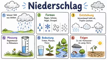 Vorschau - Arbeitsblätter - Arbeitsblatt "Niederschlag" + Onlineübung & MP3 + Mindmap + Infografik - Seite 1