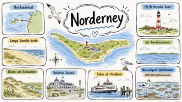Vorschau - Arbeitsblätter - AB mit Fragen zum Thema "Norderney" + Lösungsblatt + Infografik - Seite 1