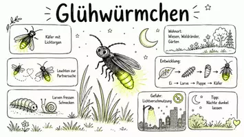 Vorschau - Arbeitsblätter - Arbeitsblätter zum Thema "Glühwürmchen" + Lösung & MP3 + Mindmap + Infografik - Seite 1
