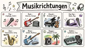 Vorschau - Arbeitsblätter - Lernposter + Arbeitsblätter zum Thema "Musikrichtung" (Lückentext, Hörverstehen) + Lösung & MP3 + Mindmap + Infografiken - Seite 2