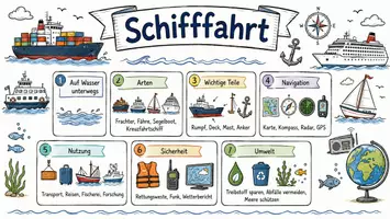 Vorschau - Arbeitsblätter - Arbeitsblätter zum Thema "Schifffahrt" + Lösung & Fragen & MP3 + Infografik - Seite 1