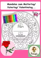 Vorschau - Mal- und Bastelvorlagen - Mandalas zum Muttertag, Vatertag, Valentinstag... - Deckblatt