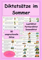 Vorschau - Arbeitsblätter - Diktatsätze zum Sommer - Laufdiktat, Partnerdiktat, Dosendiktat - Deckblatt