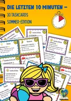 Vorschau - Aufgabenkarten - Die letzten 10 Minuten – Sommer ☀️ | 30 Taskcards Klasse 3/4 | Bewegung, Kreativität, Sprache & Team - Deckblatt