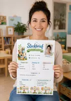 Vorschau - Arbeitsblätter - Steckbrief Erzieher Erzieherinnen Kita & Kindergarten | "Das bin ich" Vorlage Portfolio Kita | DIN A4 Format - Seite 1