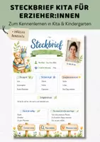 Vorschau - Arbeitsblätter - Steckbrief Erzieher Erzieherinnen Kita & Kindergarten | "Das bin ich" Vorlage Portfolio Kita | DIN A4 Format - Deckblatt