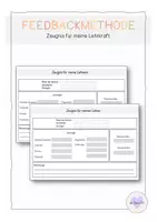 Vorschau - Anderer Materialtyp - Feedbackmethode - Zeugnis für die Lehrkraft - Deckblatt