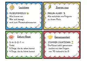 Vorschau - Aufgabenkarten - Chaos-Stopp! 30 Taskcards für Klasse 3/4 | Lautstopp, Energie raus, Gehirn-Reset & Gemeinsamkeit - Seite 1