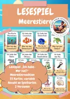 Vorschau - Spiele - Lesespiel "Ich habe... Wer hat?" Meerestier-Edition 🌊 🐬 | 33 Karten – Klasse 2 bis 4 | Lesen - Deckblatt
