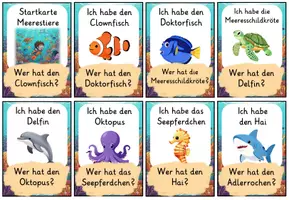 Vorschau - Spiele - Lesespiel "Ich habe... Wer hat?" Meerestier-Edition 🌊 🐬 | 33 Karten – Klasse 2 bis 4 | Lesen - Seite 2