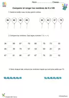 Aperçu - Feuilles d'exercices - Nombres de 0 à 100 : Comparer & ranger (Cycle 2 / CE1-CE2) - Page de couverture