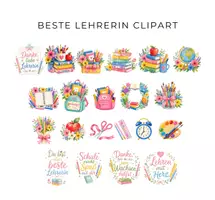 Vorschau - Mal- und Bastelvorlagen - Danke Lehrerin, Schulclipart, Schulalltag - Seite 1