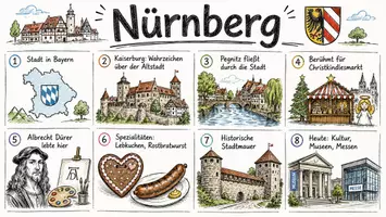 Vorschau - Arbeitsblätter - Arbeitsblätter zum Thema "Nürnberg" (Lückentext, Hörverstehen) + Lösung & MP3 + Infografik - Seite 1