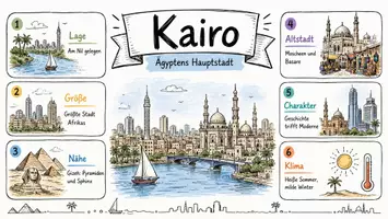 Vorschau - Arbeitsblätter - AB mit Fragen zum Thema "Kairo" + Lösungsblatt + Infografik - Seite 1