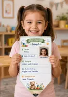 Vorschau - Arbeitsblätter - Wimpel-Steckbrief Kita & Kindergarten Kinder "Das bin ich" | Portfolio Vorlagen Kita | DIN A4 Format - Seite 1