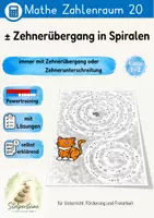 Vorschau - Stationenlernen - Plus Minus Zehnerübergang bis 20 in Spiralen - Deckblatt
