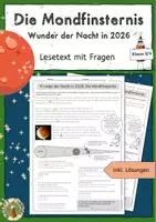 Vorschau - Arbeitsblätter - Sachtext: Die Mondfinsternis, Wunder der Nacht in 2026 - Deckblatt