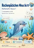 Vorschau - Arbeitsblätter - Rechenpäckchen Minus bis 10 | Mathematik Klasse 1 | 7 Arbeitsblätter als PDF - Deckblatt