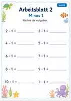 Vorschau - Arbeitsblätter - Rechenpäckchen Minus bis 10 | Mathematik Klasse 1 | 7 Arbeitsblätter als PDF - Seite 2