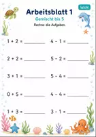 Vorschau - Arbeitsblätter - Rechenpäckchen Plus und Minus bis 10 | Mathematik Klasse 1 | 7 Arbeitsblätter als PDF - Seite 1