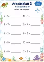 Vorschau - Arbeitsblätter - Rechenpäckchen Plus und Minus bis 10 | Mathematik Klasse 1 | 7 Arbeitsblätter als PDF - Seite 3