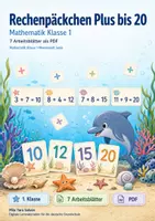 Vorschau - Arbeitsblätter - Rechenpäckchen Plus bis 20 | Mathematik Klasse 1 | 7 Arbeitsblätter als PDF - Deckblatt