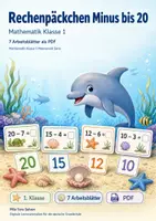Vorschau - Arbeitsblätter - Rechenpäckchen Minus bis 20 | Mathematik Klasse 1 | 7 Arbeitsblätter als PDF - Deckblatt