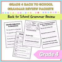 Aperçu - Apprentissages en autonomie - Grade 4 Grammar Review Packet - Page de couverture