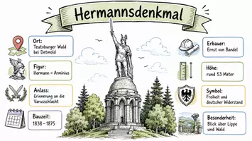 Vorschau - Arbeitsblätter - Arbeitsblätter zum Thema "Hermannsdenkmal" + Lösung & MP3 + Mindmap + Infografik - Seite 1