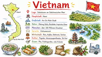 Vorschau - Arbeitsblätter - Arbeitsblätter zum Thema "Vietnam" + Lösung & MP3 + Mindmap + Infografik - Seite 1