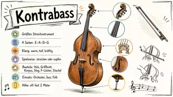 Vorschau - Arbeitsblätter - Arbeitsblatt "Kontrabass" + Onlineübung & MP3 + Mindmap + Infografik - Seite 1