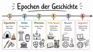 Vorschau - Arbeitsblätter - AB mit Fragen zum Thema "Epoche" + Lösungsblatt + Infografik - Seite 1