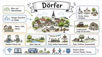 Vorschau - Arbeitsblätter - Arbeitsblätter zum Thema "Dorf" + Lösung & MP3 + Mindmap + Infografik - Seite 1